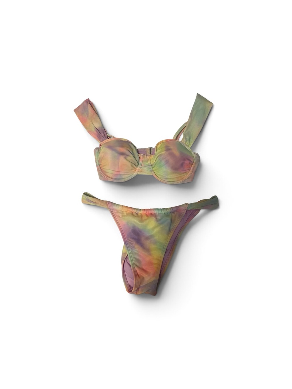 Pastel Tie-Dye Underwire Bikini — Pink, Yellow, Green, Purple